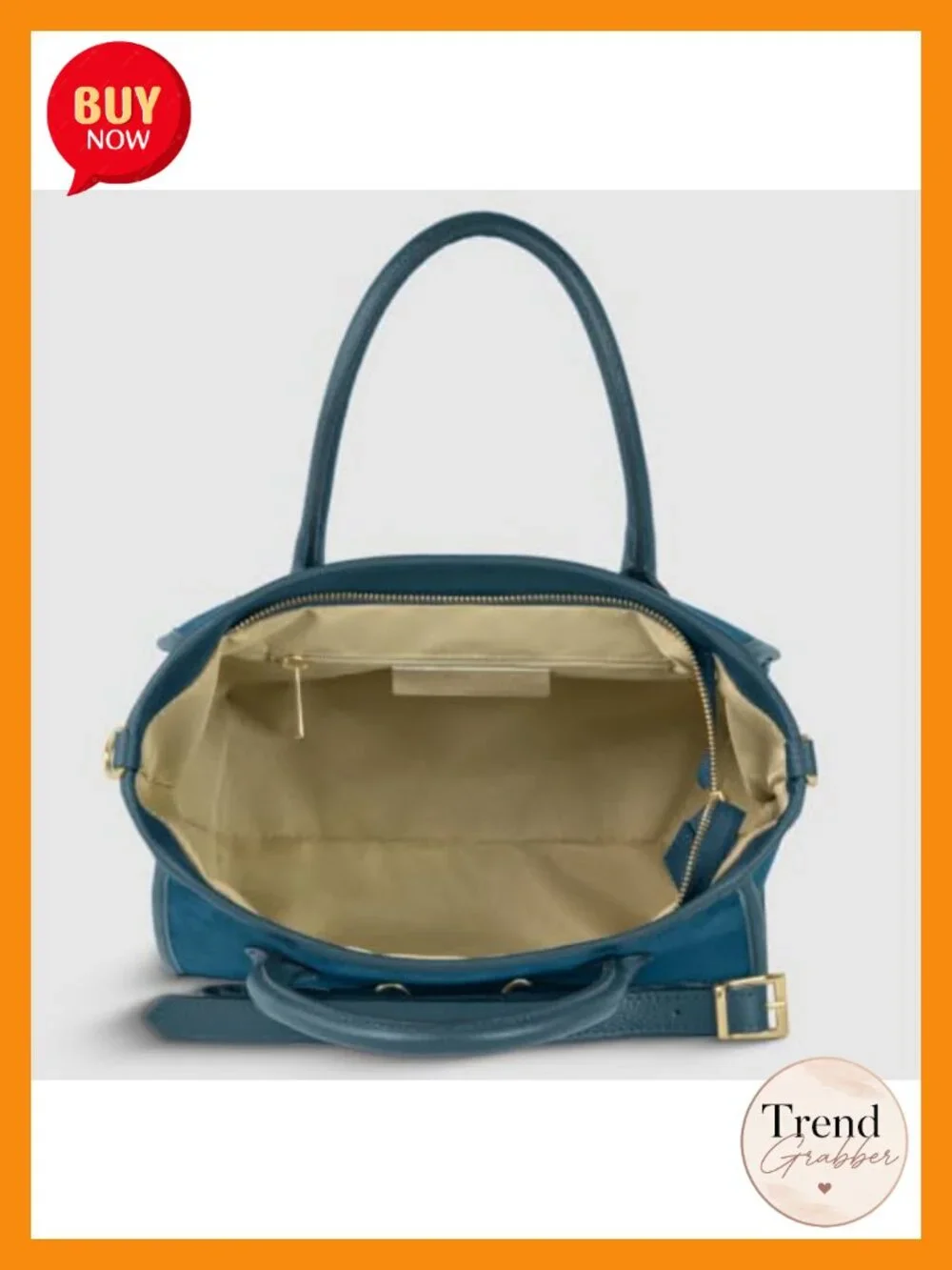 Genuine Suede Top-Handle Bag with Calf Leather Trim and Crossbody Strap